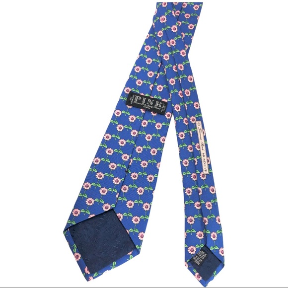 Thomas PINK Men's Neck Tie Blue with Pink Flowers 100% Silk made in Engl… - Picture 6 of 12